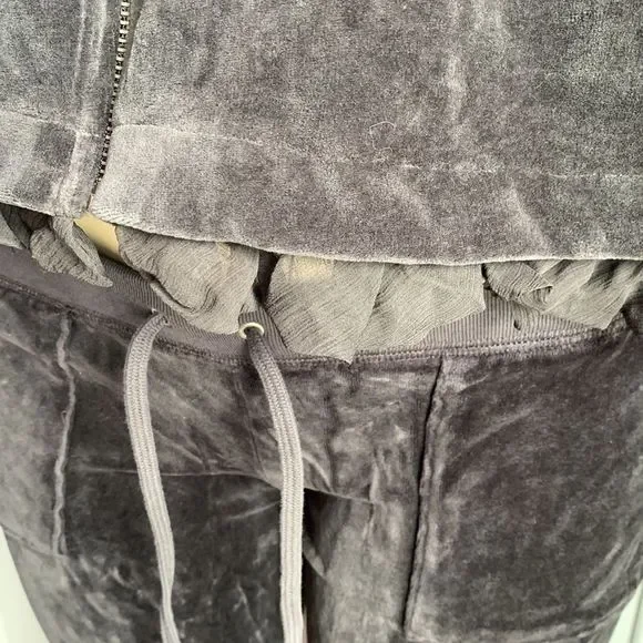 Juicy Couture Track Suit Set Jacket & Pants Velour S/P Dark Gray - Picture 4 of 16